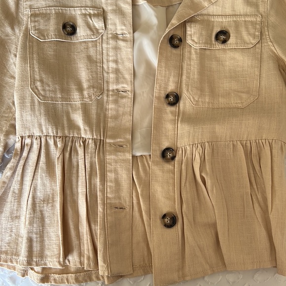 Miami Linen Peplum Button Blazer Small - Picture 4 of 6